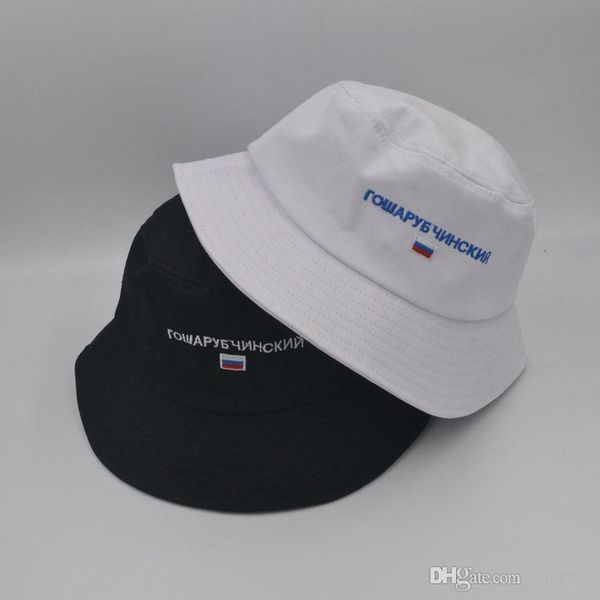 

gosha russian letter embroidered casual male female designer hats men women hip hop bucket, Blue;gray