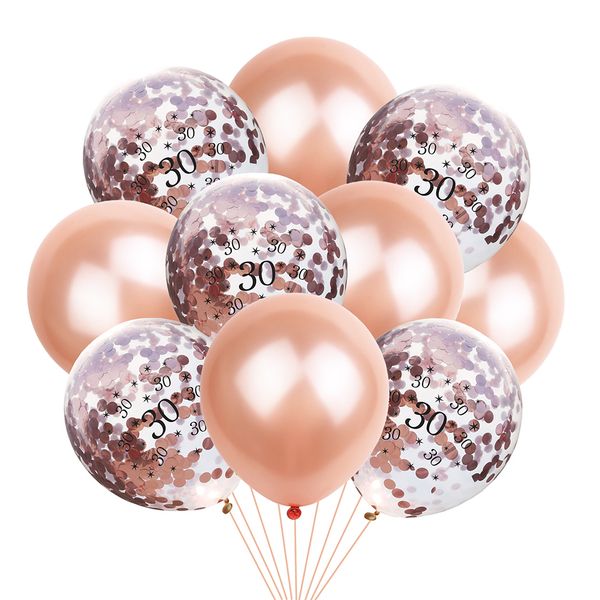 

10 pcs decoration transparent rose gold inflatable balloons set thickened number