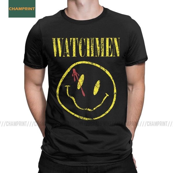 

watchmen t shirts men's pure cotton hipster t-shirt round neck smiley dr manhattan heroes tee shirt short sleeve