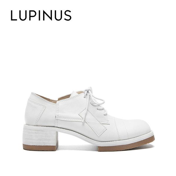 

lupinus autumn retro chic square toe ankle boots for women white leather booties fashion chunky heel brand women flat shoes new, Black