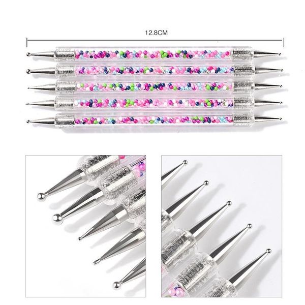 

diy dotting pen tools decoration for uv gel beauty tool herramientas de punteado de uÃ±as nail art painting draw pen nail art dotting tools, Silver