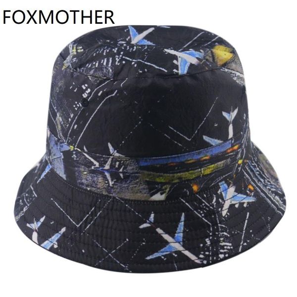

bucket reversible foxmother caps hat pattern black gorras outdoor fisherman aircraft airplane women new men bob yngqy mycutebaby007, Black;white