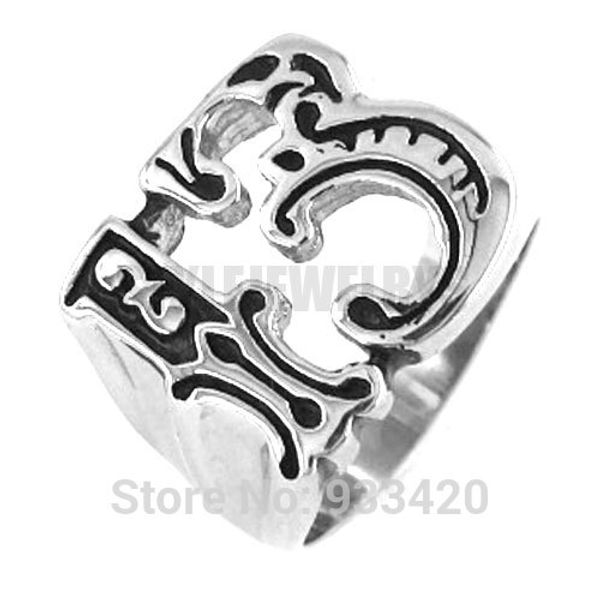 

wholesale lucky 13 ring motor biker ring stainless steel jewelry fashion punk motorcycles swr0132b, Golden;silver