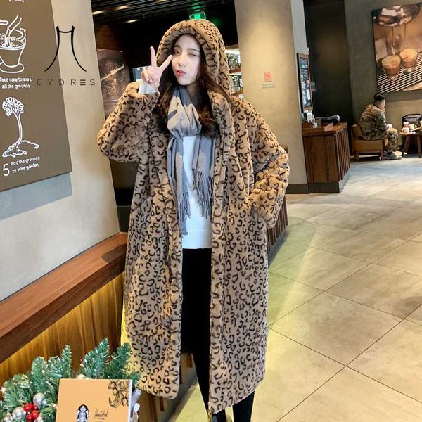 

heydress 2020 winter solid hooded women faux fur coats ladies thick warm outwear fur jackets female loose long overcoat, Black