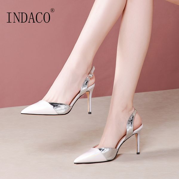 

2020 silver slip on sandals high heel pointed toe women sandals 8cm, Black