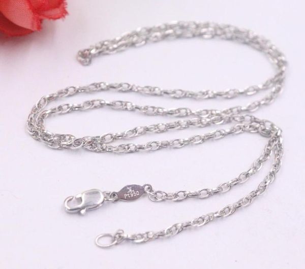 

chains pure platinum 950 necklace 2mm double rolo link chain overlap 17.71''l pt950, Silver