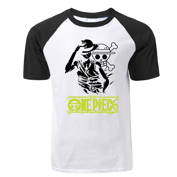 

one piece luffy japanese anime t shirt one piece pirate skull funny print raglan tshirts men 2019 summer cotton casual t-shirt