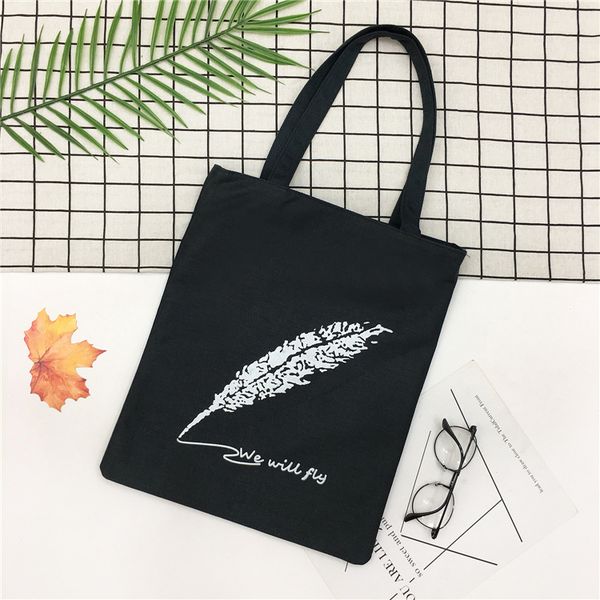 

2020 new style pure-color polyester printed canvas bags fashion shopping bags fresh one-shoulder handbags