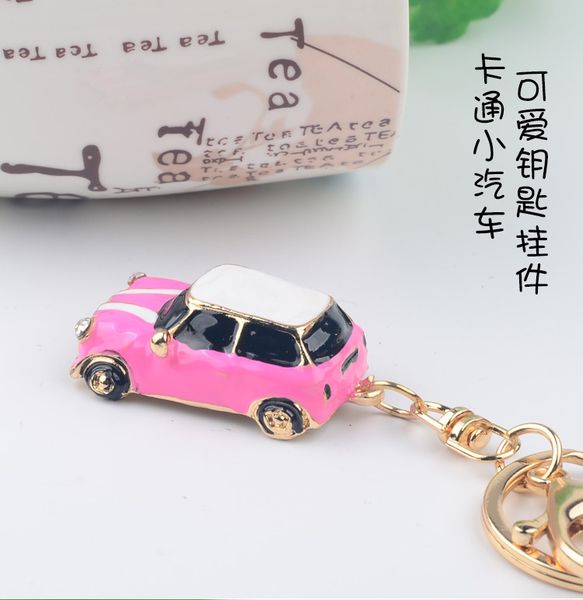 

creative gift gift inlaid with rhinestone sports car lovely car key chain women's bag pendant pendant chain ring jewelry, Silver