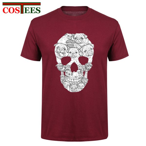 

custom made men t-shirt pug dog skull shirt for male creative design dog animal tee short sleeve mens t shirts big size xxxl