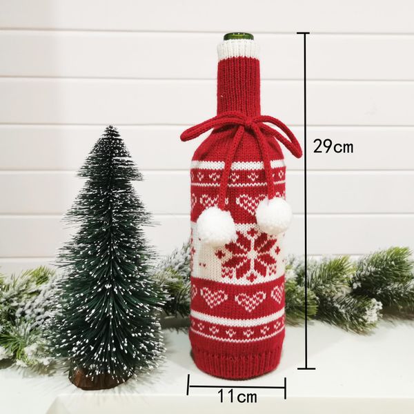 

2020 new christmas ornaments christmas tree elk snowflake creative knitted christmas wine bottle set decoration 29cm*11cm ing