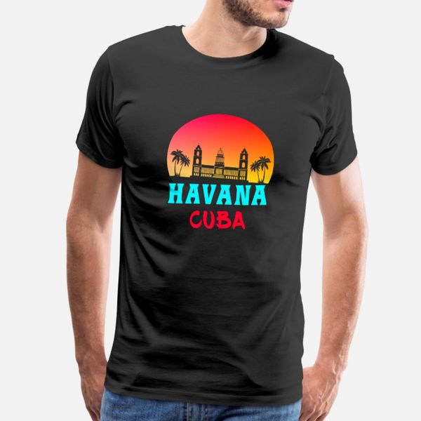 

havana cuba sunset t shirt men design tee shirt o-neck trend crazy building summer style vintage shirt