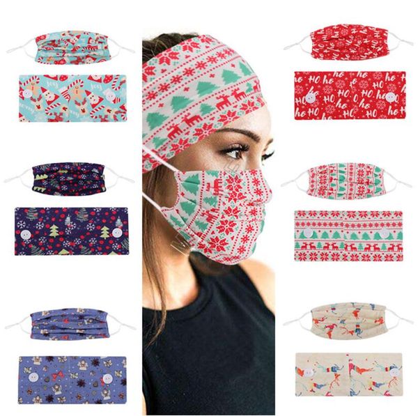 

face mask holder headbands with button hairbands masks protective ear christmas printed masks women sports yoga elastic hair bands d9207, Slivery;white