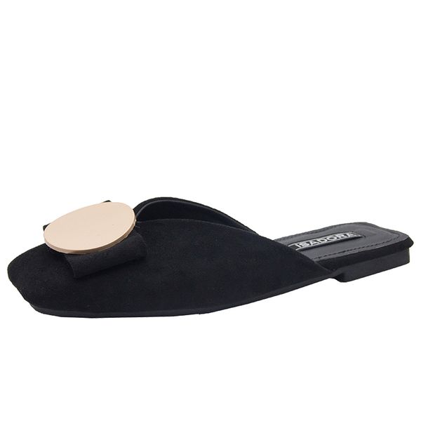 

wholesale new style closed-toe slipper shoes comfortable casual breathable loafers solid color soft liner slipper shoes, Black