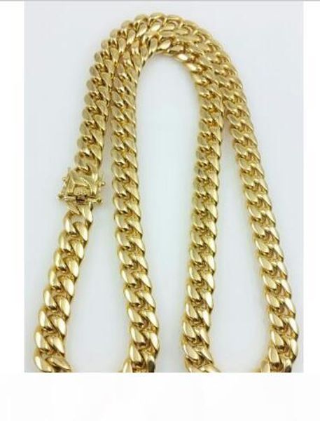 

men yellow gold fill 24" 12mm box clasp miami cuban chain necklace, Silver