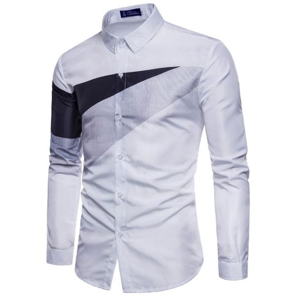 

men's dress shirt autumn casual slim business formal casual long sleeve button shirt blouse mens clothing plus size, White;black