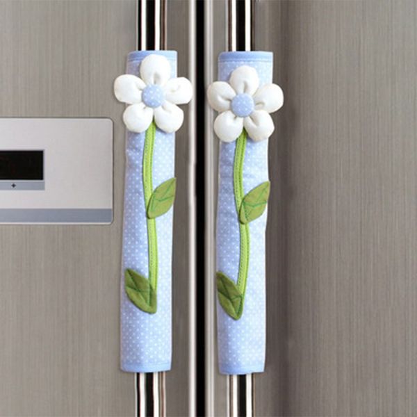 

1 pair kitchen flower polka dot door protection fridge handle gloves pastoral