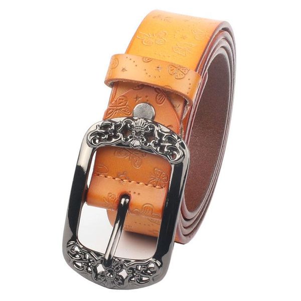 

crossten 100% genuine leather quality retro women belt female strap casual all-match ladies adjustable butterfly design01, Black;brown