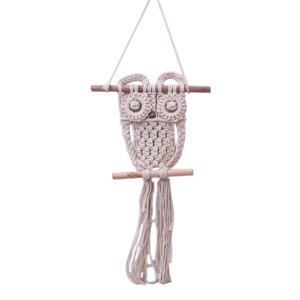 

living room handmade woven tapestry owls shape wall hanging gallery home decor