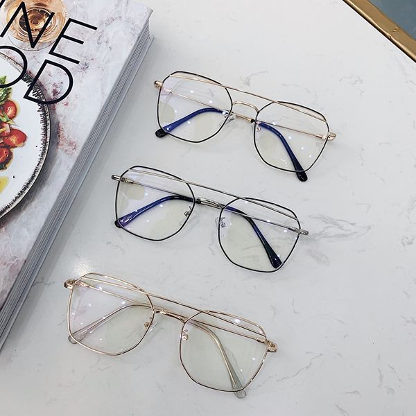 

vwktuun glasses frames square metal glasses frame women men eyewear myopia frames geometric twin beams eyeglasses, Black