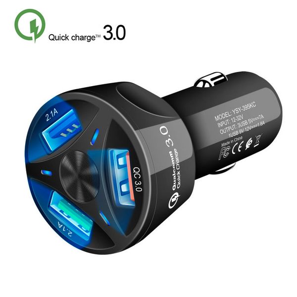 

автомобильное зарядное устройство быстрой зарядки qc 3,0 автомобиля-зарядное устройство 3 порта fast телефон для samsung xiaomi iphone 11 pr