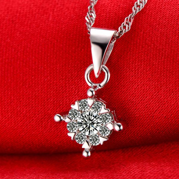 

solid 18k gold 0.16ct+0.16ct natural diamond pendant necklace for women - dhl shipping, Silver