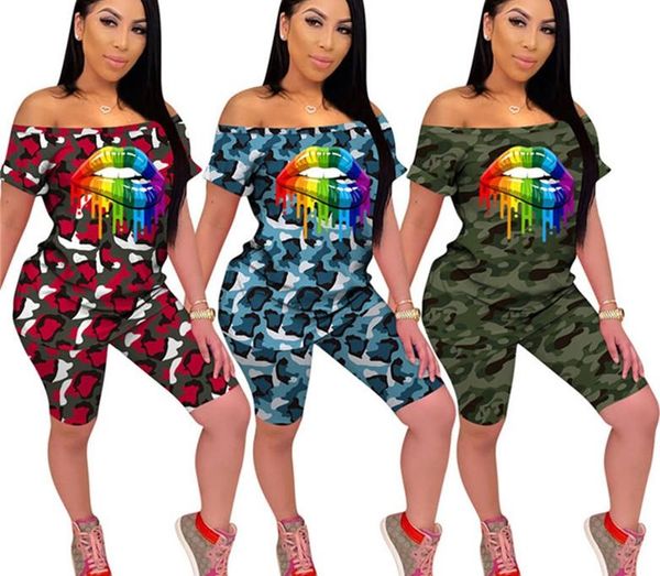 

womens two piece set sportswear outfits camouflage women clothes t-shirt + shorts pullover + legging summer sport suit klw3897, Gray