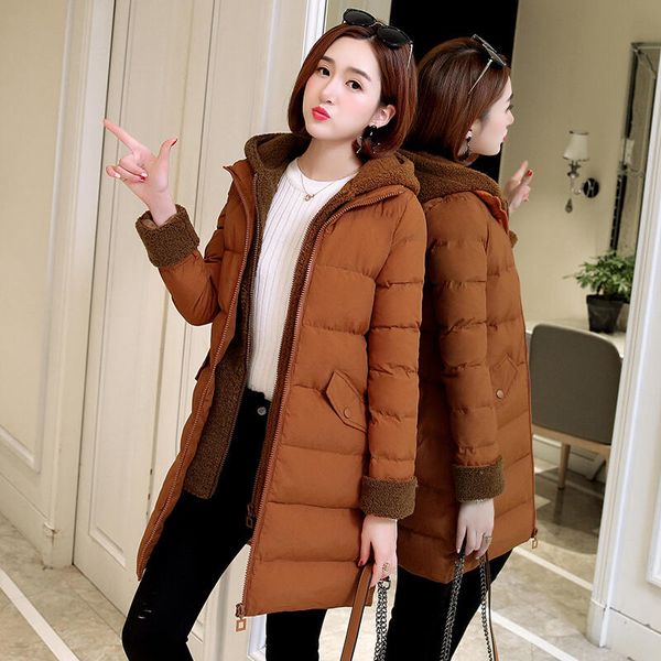

fashion winter jacket women parka hooded warm thicken down cotton coat female padded oversize winter coat women clothing, Black