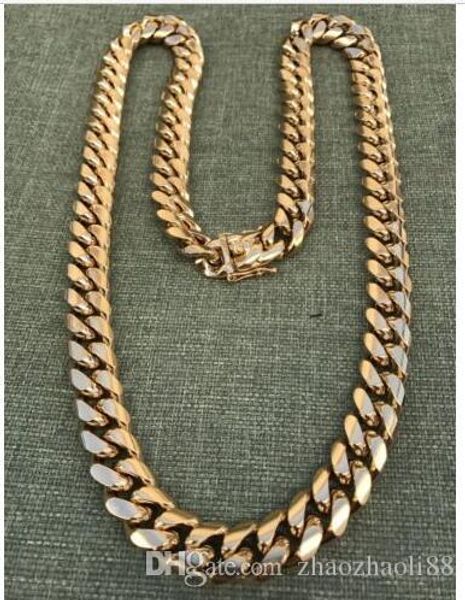 

14mm men cuban miami link chain 18k gold plated 270 grams heavy, Silver
