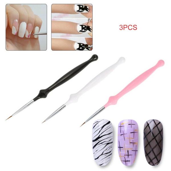 

3 pcs nail art pen brush set acrylic handle drawing liner detail brushes diy manicure tool kit nail beauty tool kit sk88