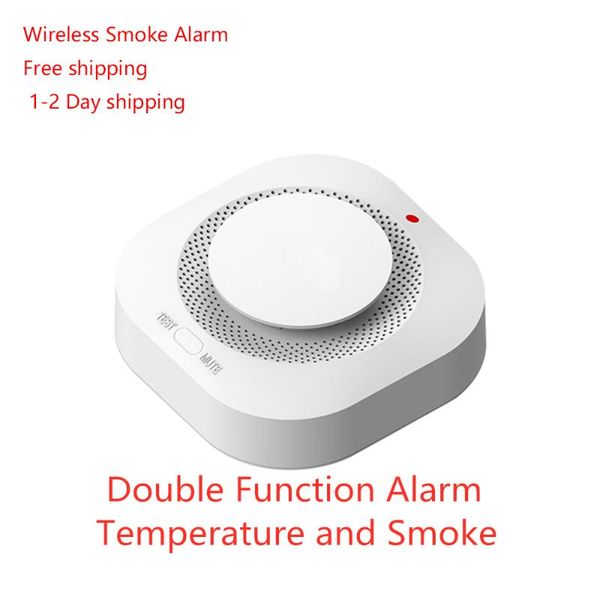

433mhz wireless alarm smoke fire sensitive detector home security alarm smoke detector sensor fire equipment smokehouse free, Black;white