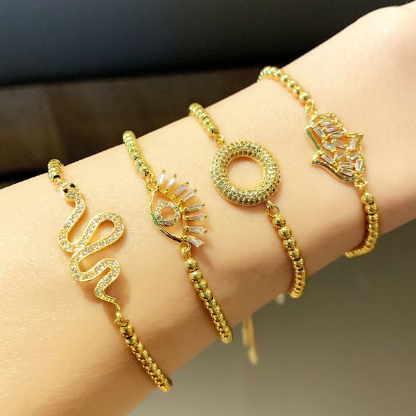 

gold evil eye bracelets for women cz snake bracelets fatima hand charm bracelet crystal jewelry pulsera ojitos brtb96, Golden;silver