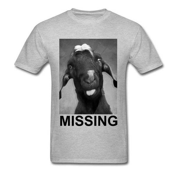 

funny t-shirt missing goat t shirt printed for man grey tshirts summer street style cotton tees hipster clothes funny