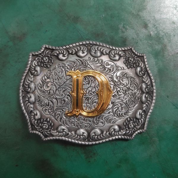 

1 pcs mens silver golden d letter belt buckle western cowboy buckle suitable 4cm width belts birthday gift, Slivery;black
