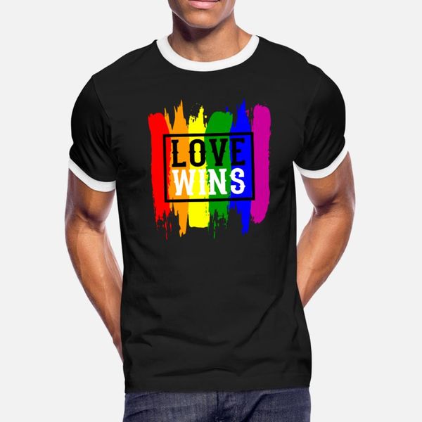 

love wins lgbt rainbow gift for lesbian gay pride t shirt men knitted short sleeve s-3xl normal loose comfortable spring original shirt