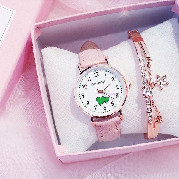 

women simple arabic number luminous quartz bracelet watch set luxury leather wristwatches ladies dress clock gifts montre femme, Slivery;brown
