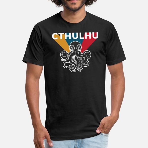 

ктулх ретро урожай дизайн тенниска мужчин проектирования tee shirt o шея семья известного аутентичная весна урожай рубашка