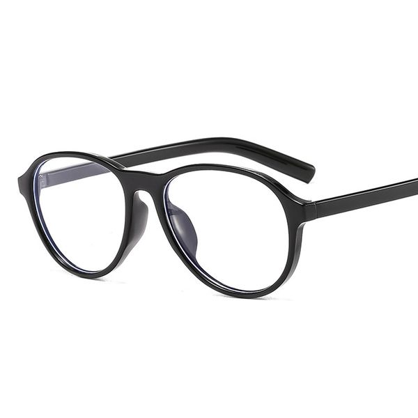 

2020 new oval fashion flat mirror retro simple glasses frame full frame student anti-blue light glasses frame, Black