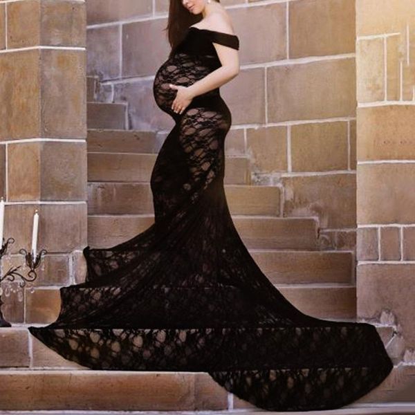 

womens pregnants dress pgraphy off shoulders lace nursing lace pregnant dress maternity dresses for p shoot robe, White