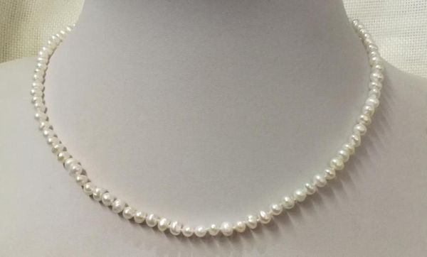 

36-77cm 14-30 «» женщины jewelry природный жемчуг 4мм яркий белый жемчуг пресноводных подарок ручной работы ожерелье, Silver