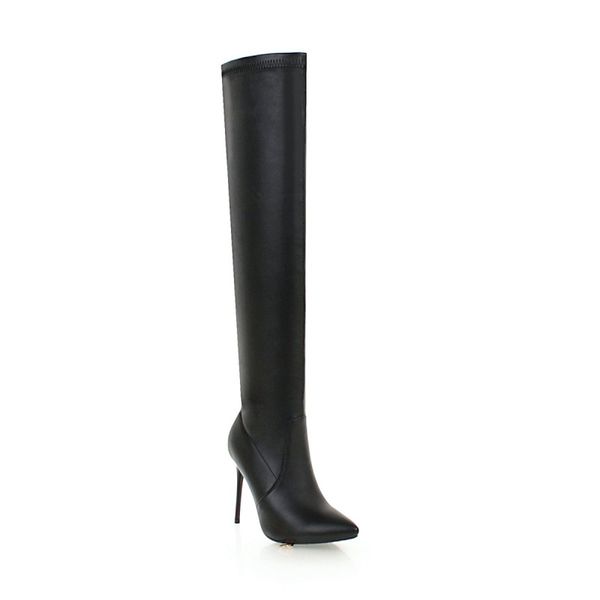

boots oversized pointed thigh high knee over the women ladies shoes woman winter, Black