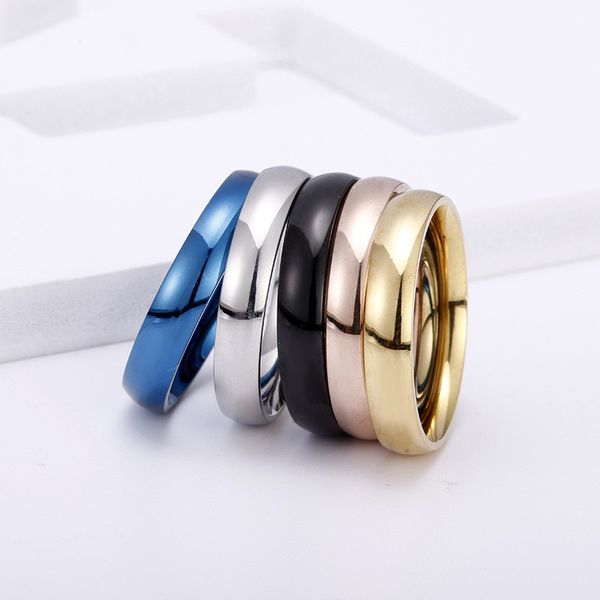 

couples fashion rings 4mm stainless steel finger ring women rings gold silver jewelry men ring for gift, Golden;silver