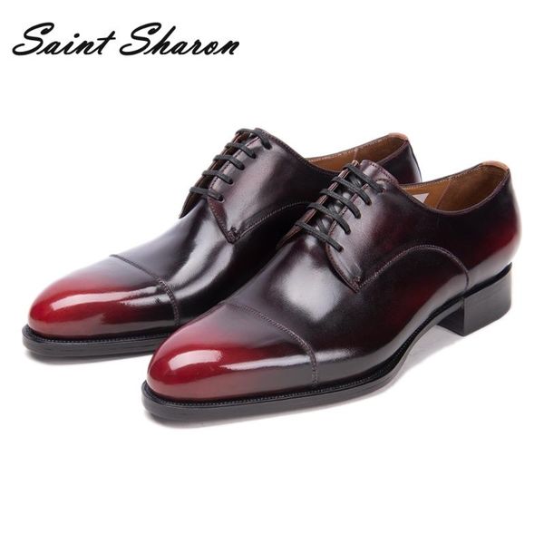 

derby shoes men's lace-up breathable leather dress shoes luxury social office wedding high-quality men's, Black