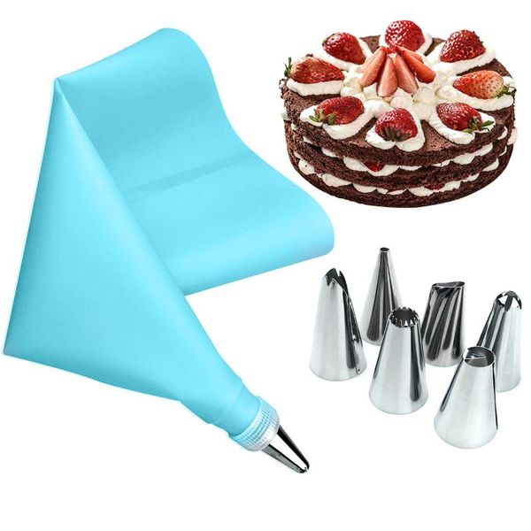 

baking & pastry tools cake decorating supplies tips kits 6 stainless steel icing 1 bag and reusable coupler for