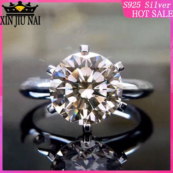 

925sterling silver crown six claw single diamond one women's very simple ring live selling red riding silver 925 ring mens, Golden;silver