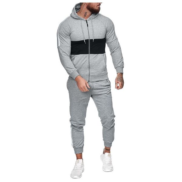 

2020 tracksuit men 2 pcs set hooded sweatshirt+pants pullover hoodie sportwear suit ropa hombre casual men clothes size moletom, Gray