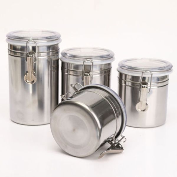 

new stainless steel airtight sealed canister coffee flour sugar container