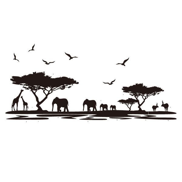 

removable decor waterproof wall sticker home mural african animals tree pvc art