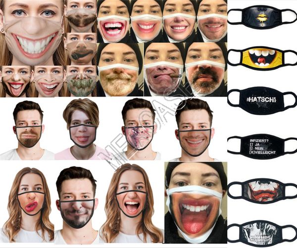 

funny 3d expression printing fashion face masks designer cartoon pattern masks anti dust cotton washable reusable cycling muffle-mouthd81210, Blue