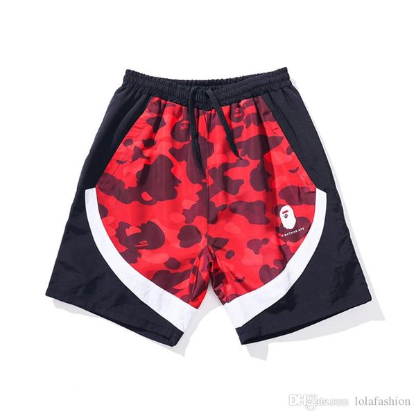 

summer tide brand teenager black red camo casual shorts men's casual beach shorts sports knee length pants